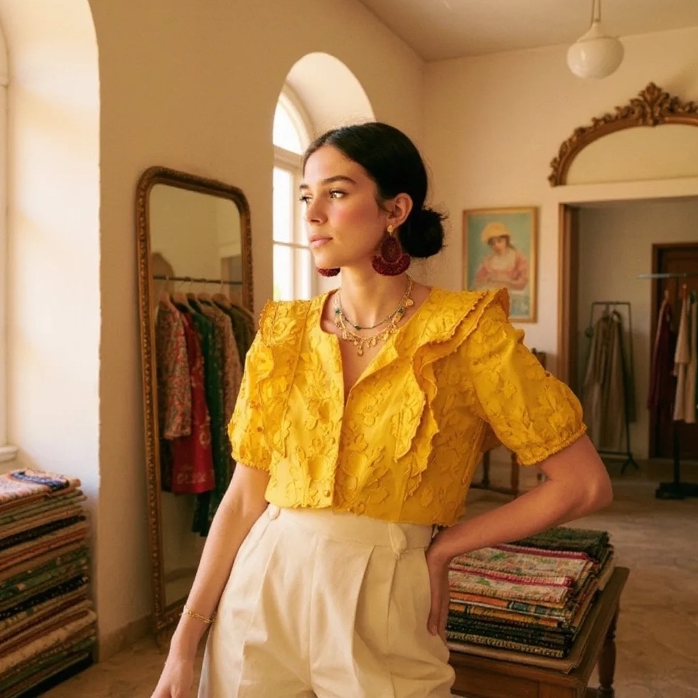 Sézane Jordanna Blouse in Ochre FR 36 / US 4 - Picture 9 of 10